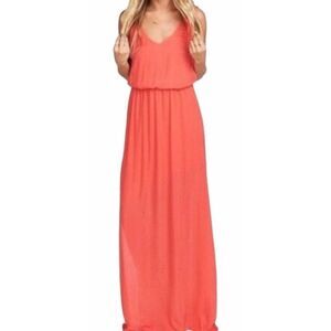 Show Me Your Mumu Kendall Maxi‎ Bridesmaid Wedding Formal Dress SMYM Coral Small